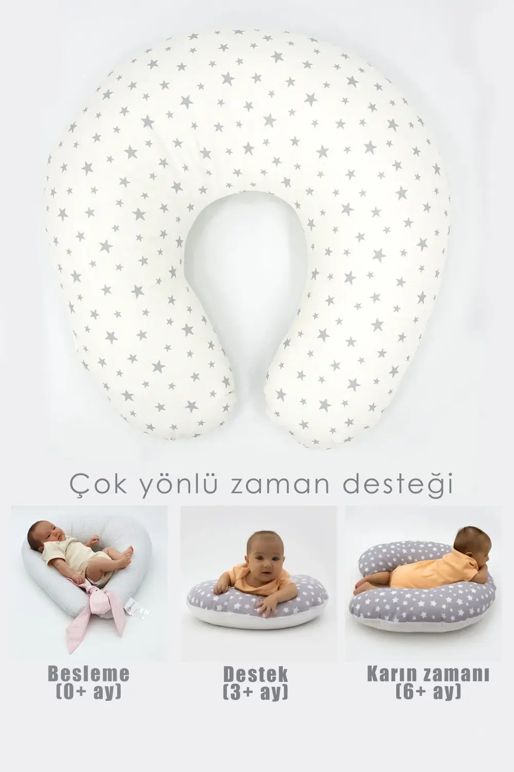Mordesign Emzirme Yastığı, Bebek Destek Minderi, Hamile Yastığı Pamuklu Kum