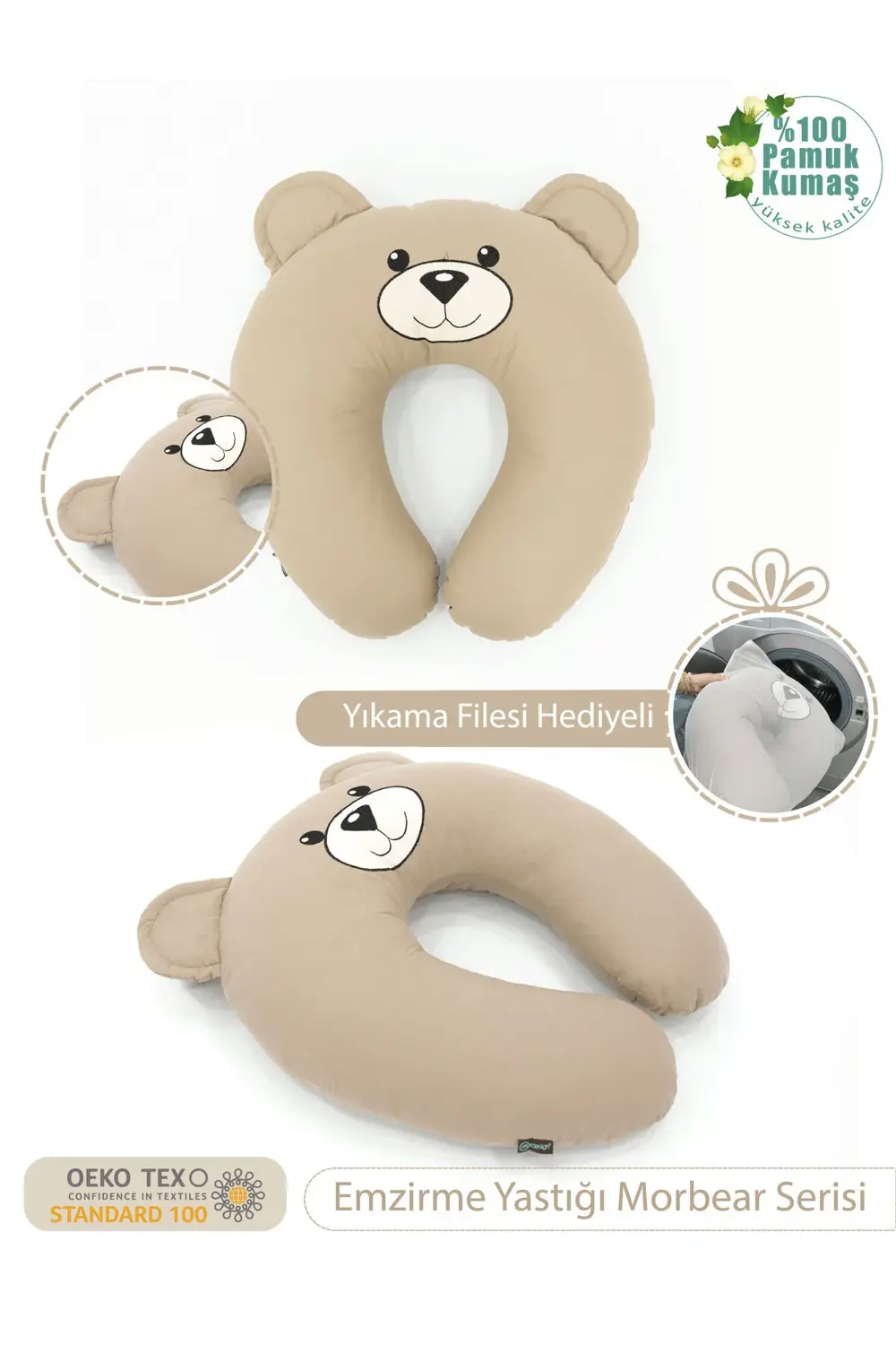 Mordesign Emzirme Yastığı Bebek Destek Minderi Hamile Yastığı Pamuk Kumaş M
