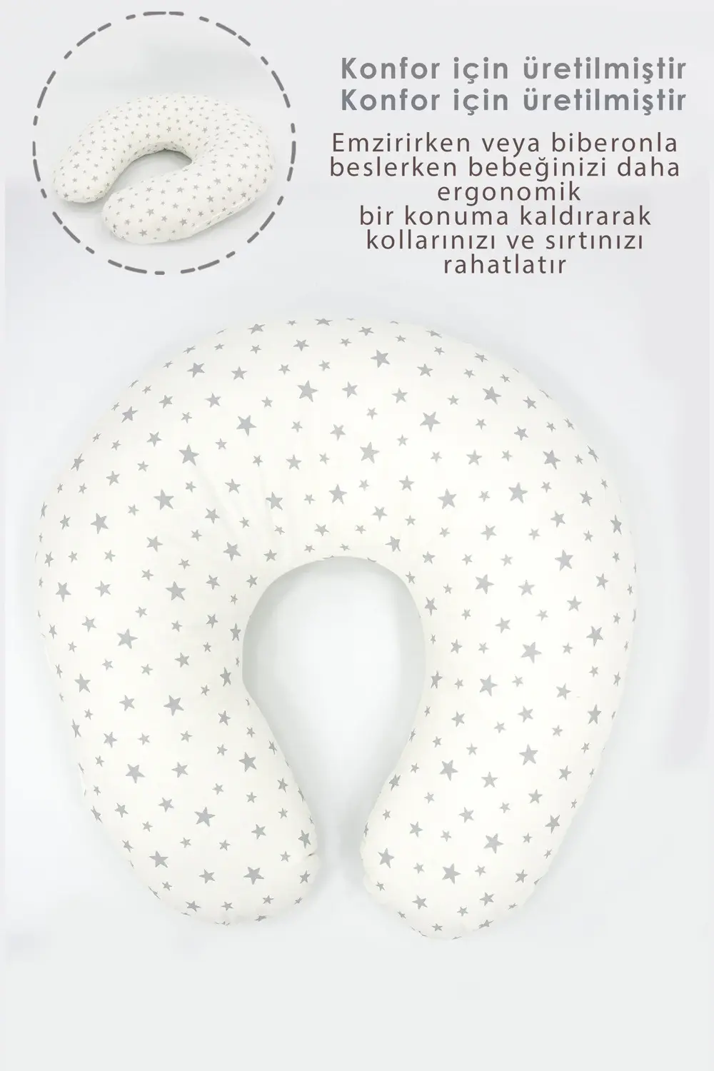 Mordesign Emzirme Yastığı, Bebek Destek Minderi, Hamile Yastığı Pamuklu Kum