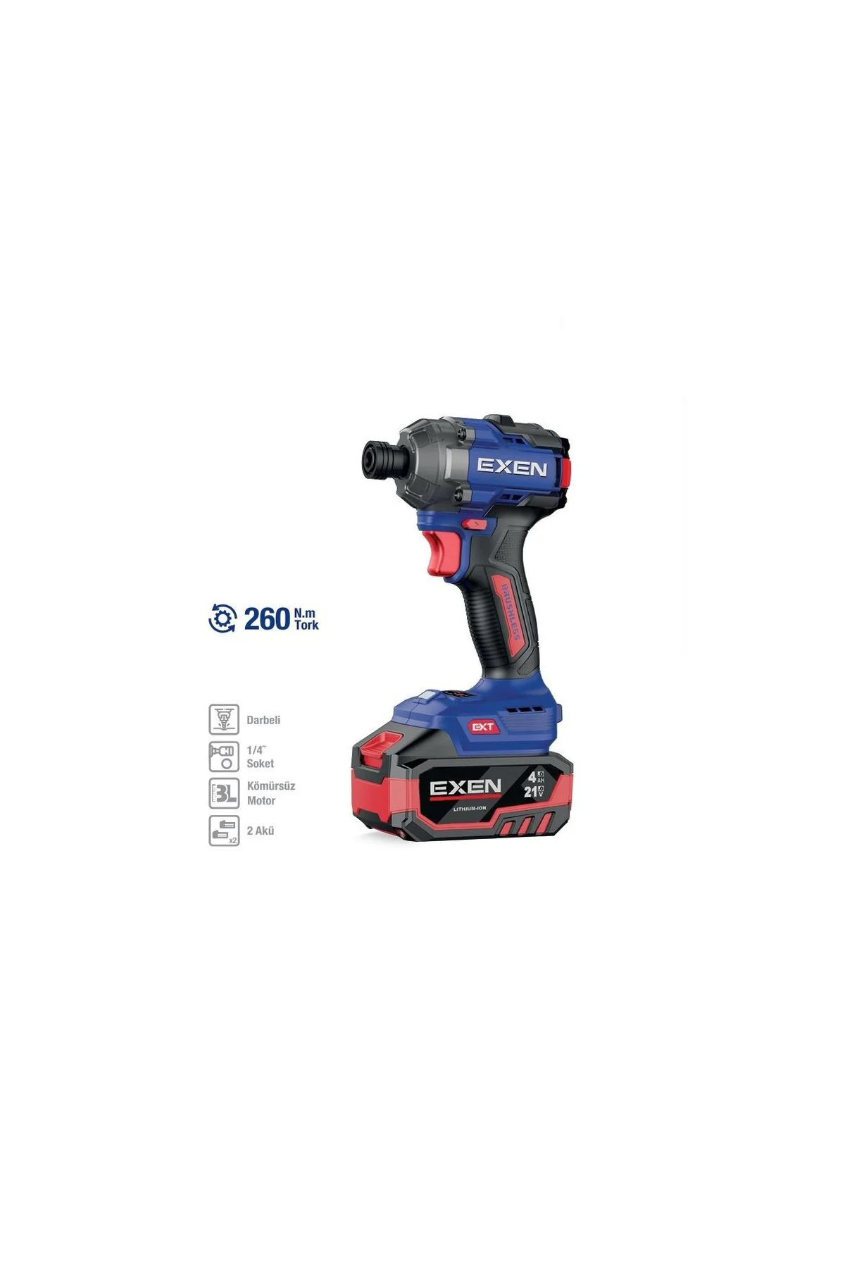 EN 264 VD 21 V. 4 AH. 260 NM. KÖMÜRSÜZ DARBELİ ŞARJLI VİDALAMA