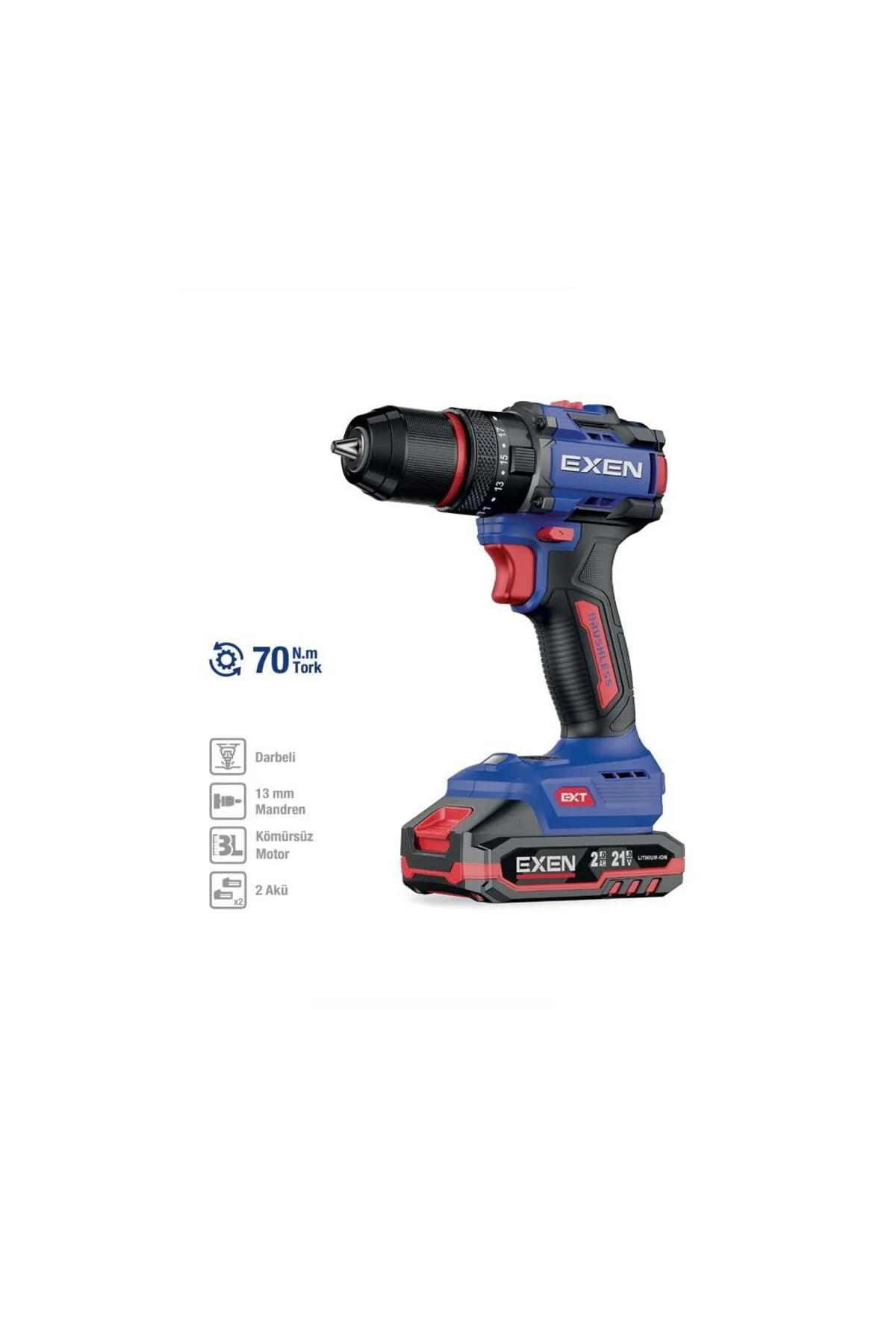 EN 272 DS 21 V. 2 AH. 70 NM. KÖMÜRSÜZ DARBELİ ŞARJLI MATKAP EN 272 DS 21 V. 2 AH. 70 NM. KÖMÜRSÜZ DARBELİ ŞARJLI MATKAP