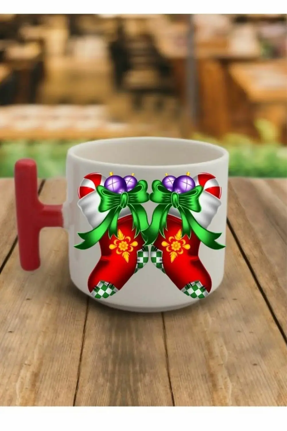 En Güzel Hediye Kırmızı T Kulp Yeni Yıl Çoraplı Çay Fincan Modell