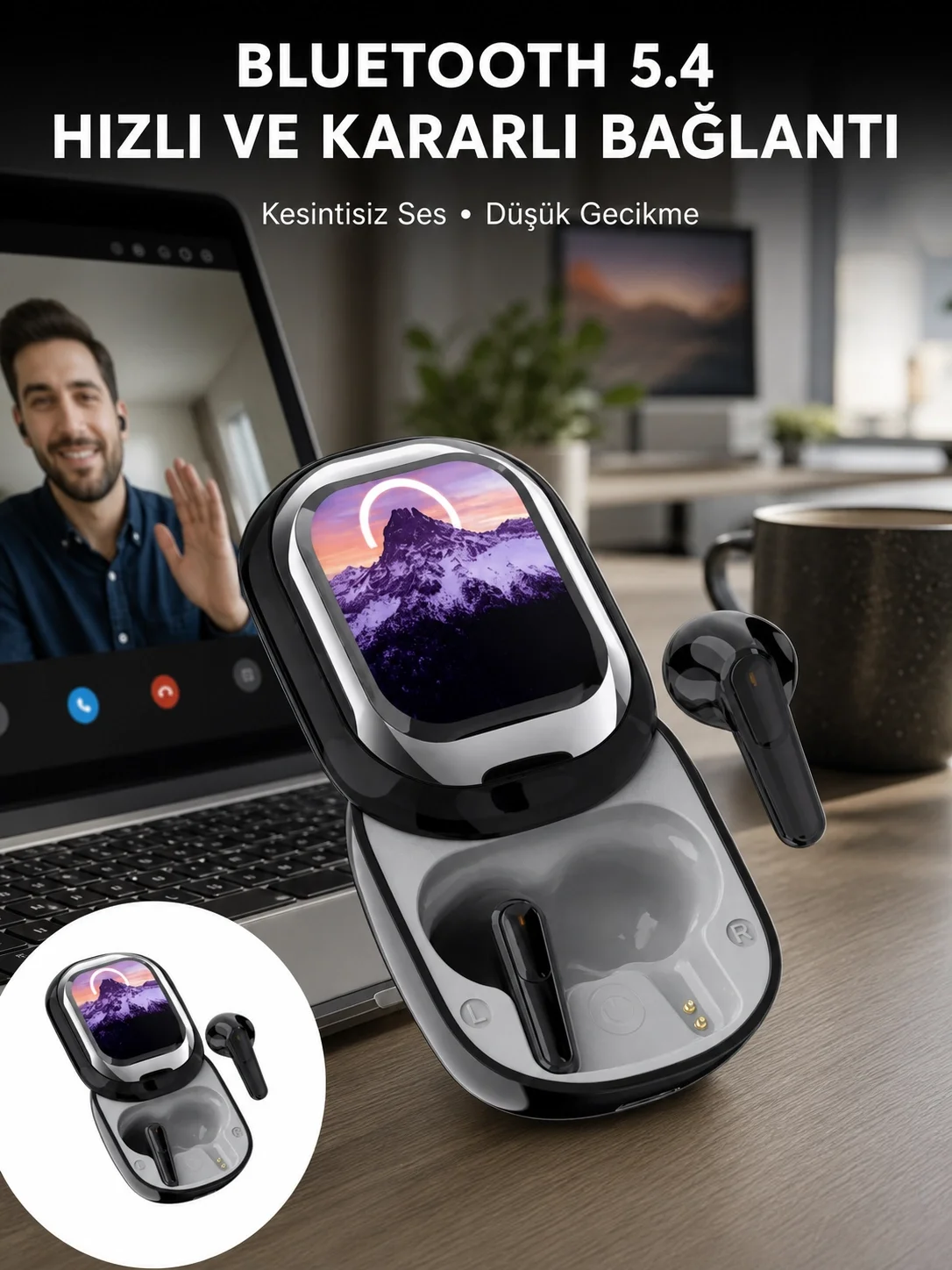 ENC Destekli Bluetooth 5.4 Kulaklık – EQ Ayarlı, Akıllı Kutulu