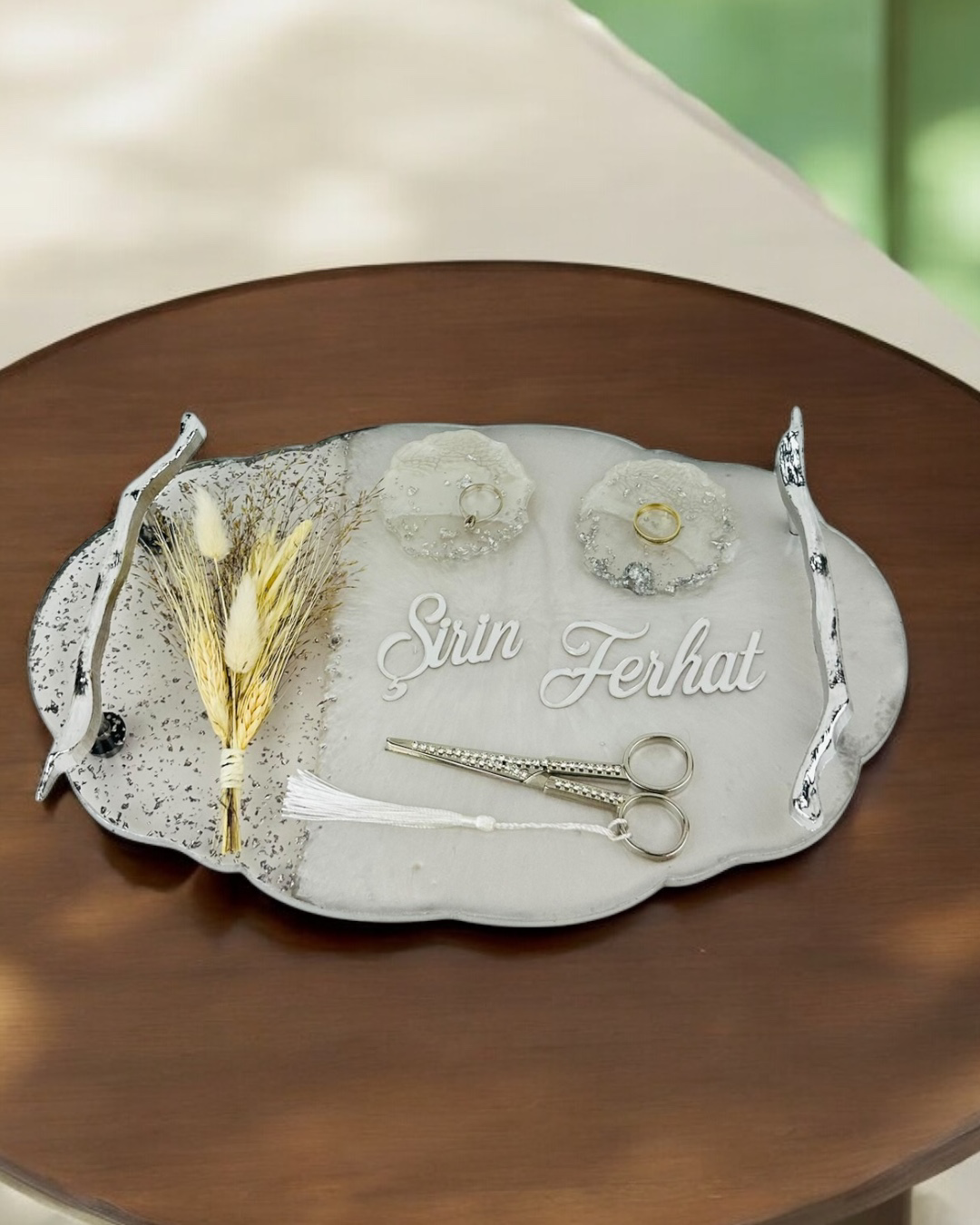 Enchant Gümüş Polyester Söz Tepsisi