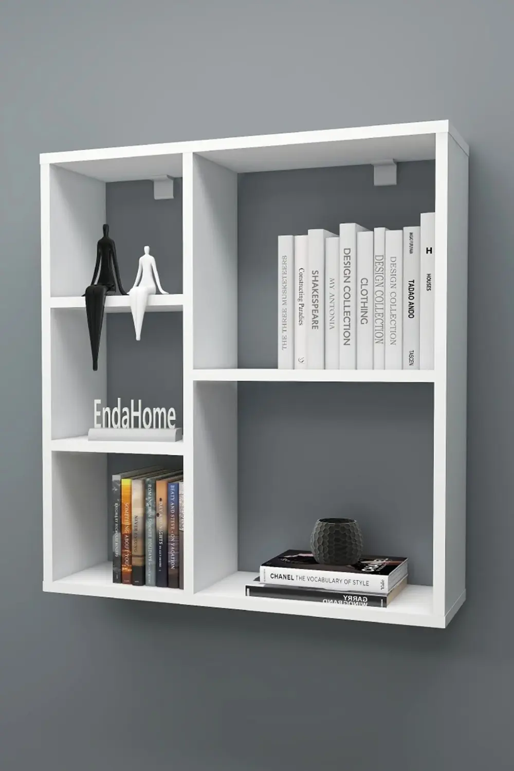 Enda 5 Gözlü Duvar Rafı, Mutfak Rafı, Oturma Odası Rafı, 5 Raflı