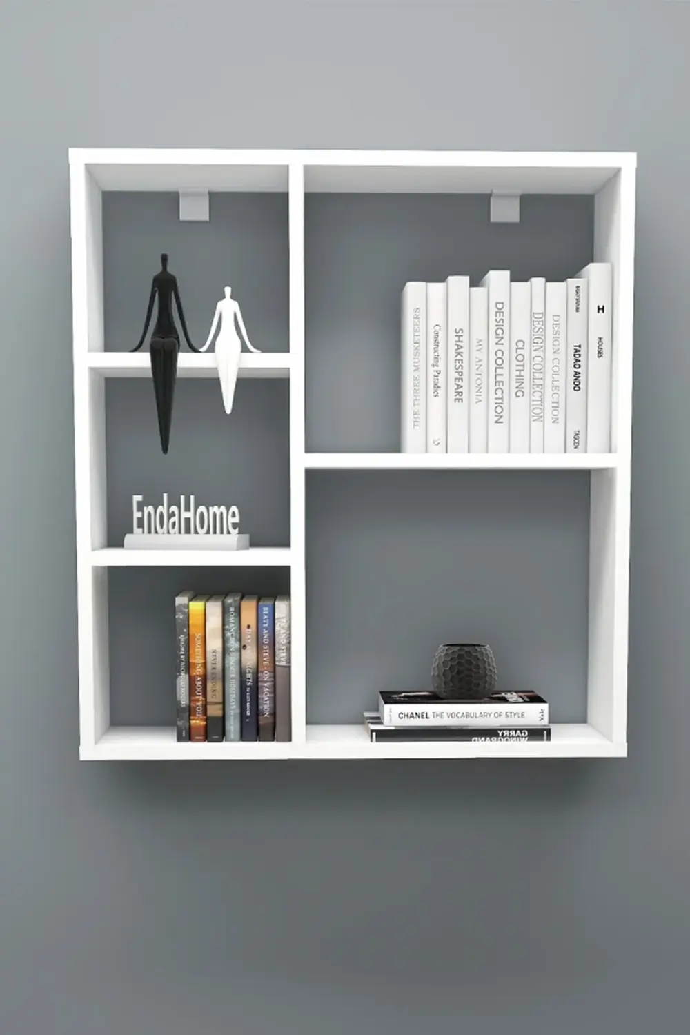 Enda 5 Gözlü Duvar Rafı, Mutfak Rafı, Oturma Odası Rafı, 5 Raflı