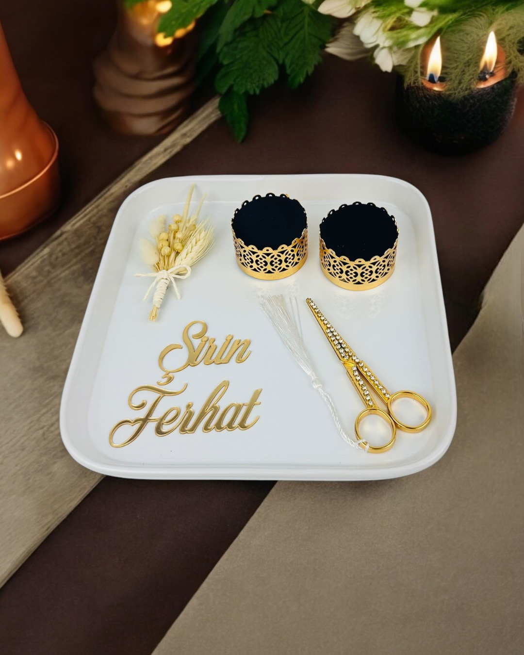 Cyzhome Endless Nisan Tepsisi Ve Porselen  Nişan Kahve Tepsisi 