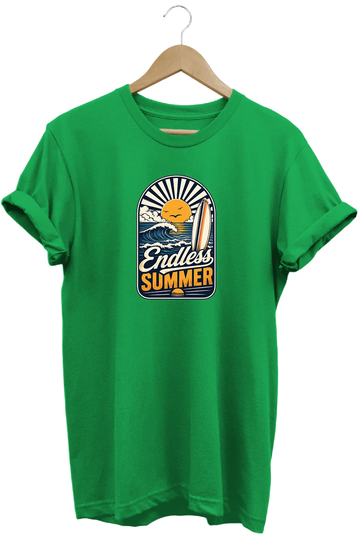 Endless Summer Unisex Sörf Dalga Baskılı Yaz Temalı Regular Kalıp