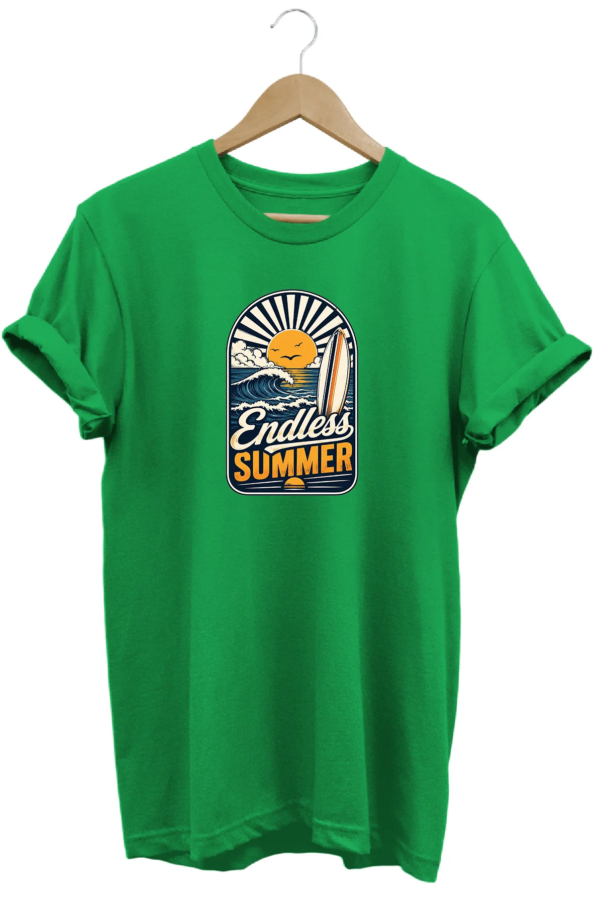 Endless Summer Unisex Sörf Dalga Baskılı Yaz Temalı Regular Kalıp