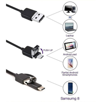 İhtiyaçavm Endoskop 3 İn 1 Yilan Kamera Usb Micro Usb Type-C 2M Sert Kablo