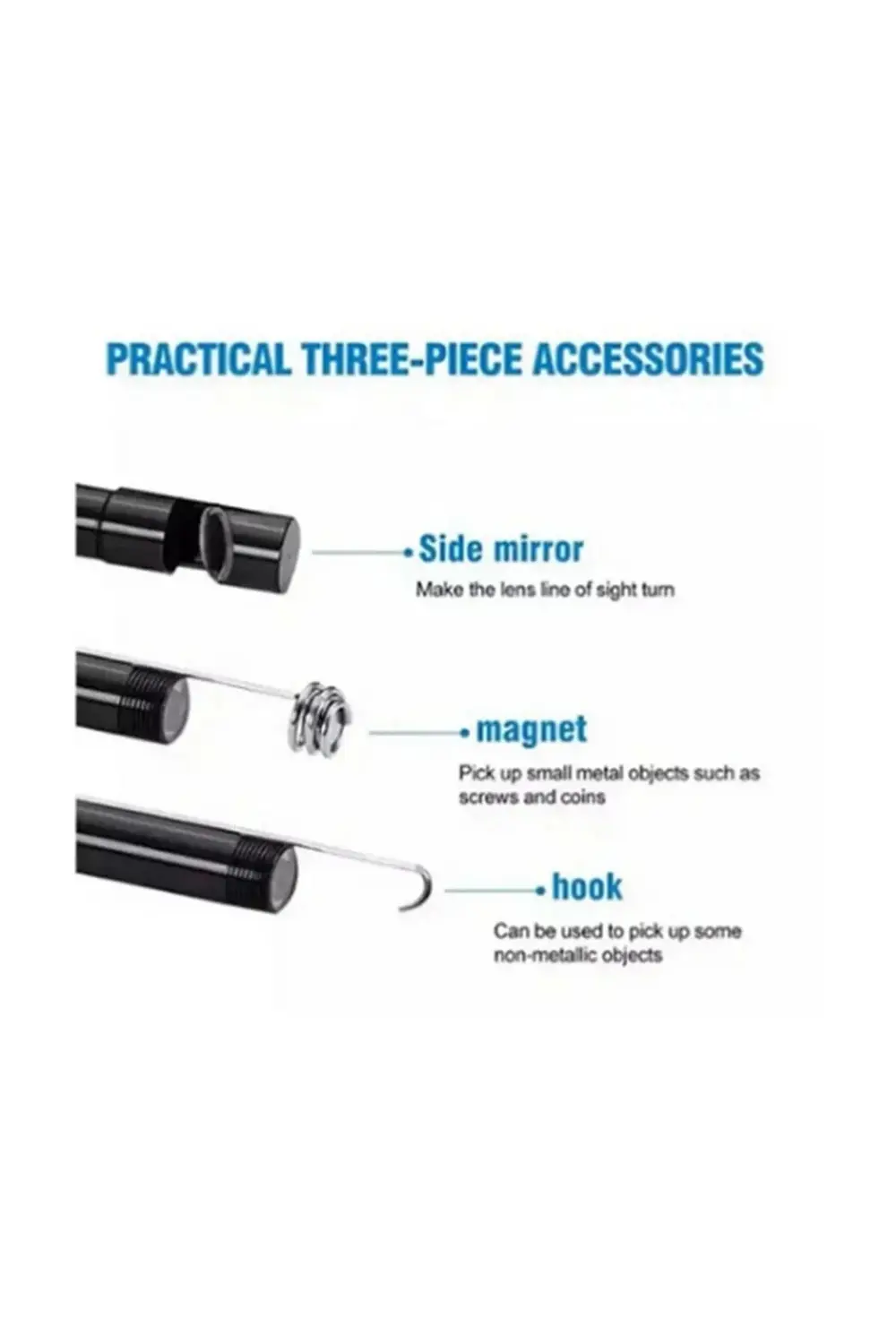 Endoskop Yılan Video Kamera Led’li 5 Metre 7 Mm Sert Kablo Yüksek