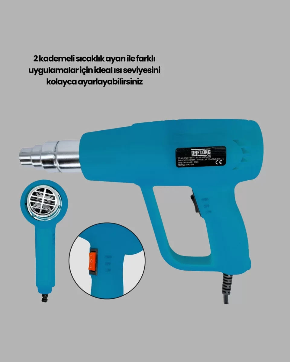 Endüstriyel 2000W Isı Tabancası Plastik Boru Lehim Boya Çıkarma