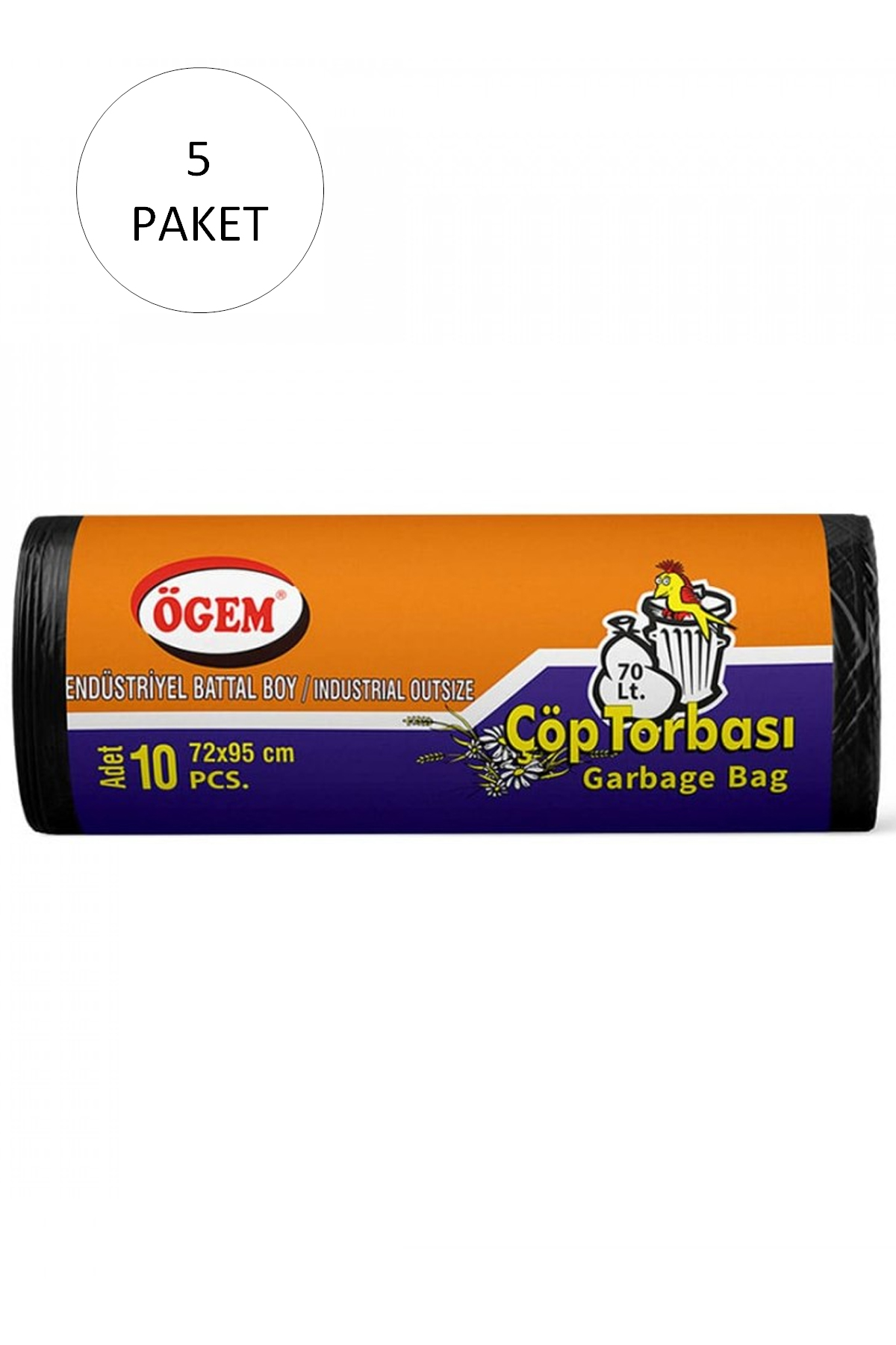 Just Cheap Store Endüstriyel Battal Boy Çöp Torbası 72 X 95 Cm 10 Lu Rulo X 5 Pake