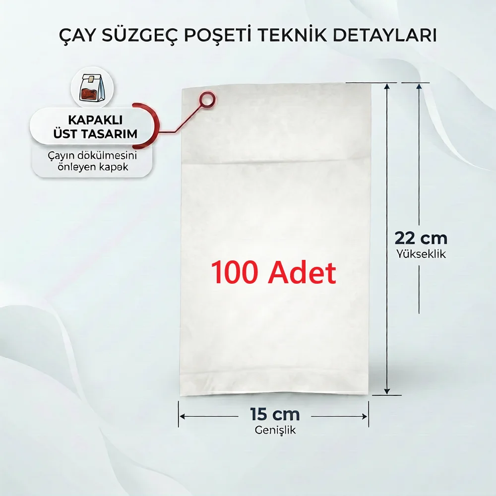 Endüstriyel Demlik İçi Çay Filtresi Körüklü Kapaklı Çay Süzgeci Boş Demlik Poşeti Bonesi 15x22 cm 100 Adet ((100 Lü) Bitki Kış Çay Demleme Fiyatı, Yorumları ve Özellikleri