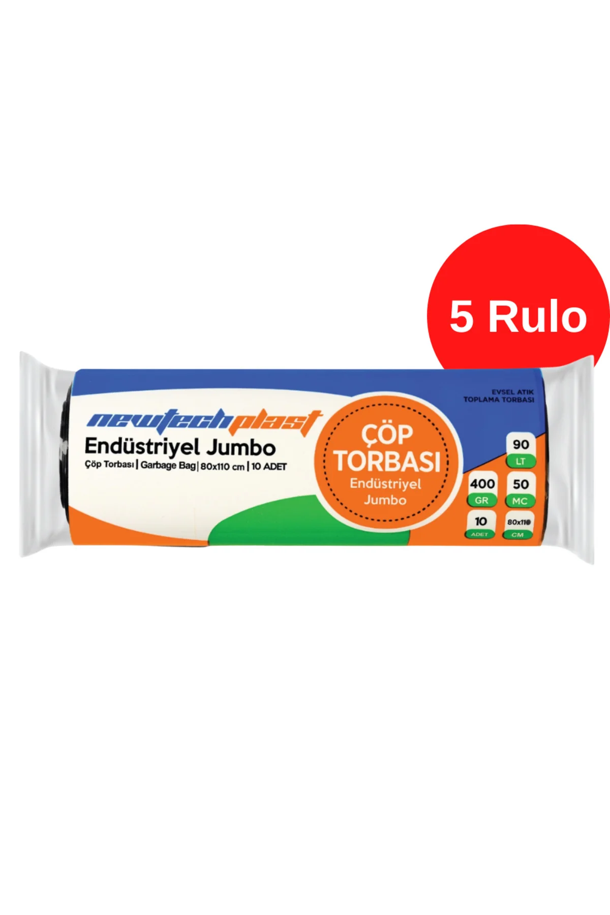 Endüstriyel Jumbo Boy Çöp Torbası, Siyah, 80 X 110 Cm., 400 Gr., 
