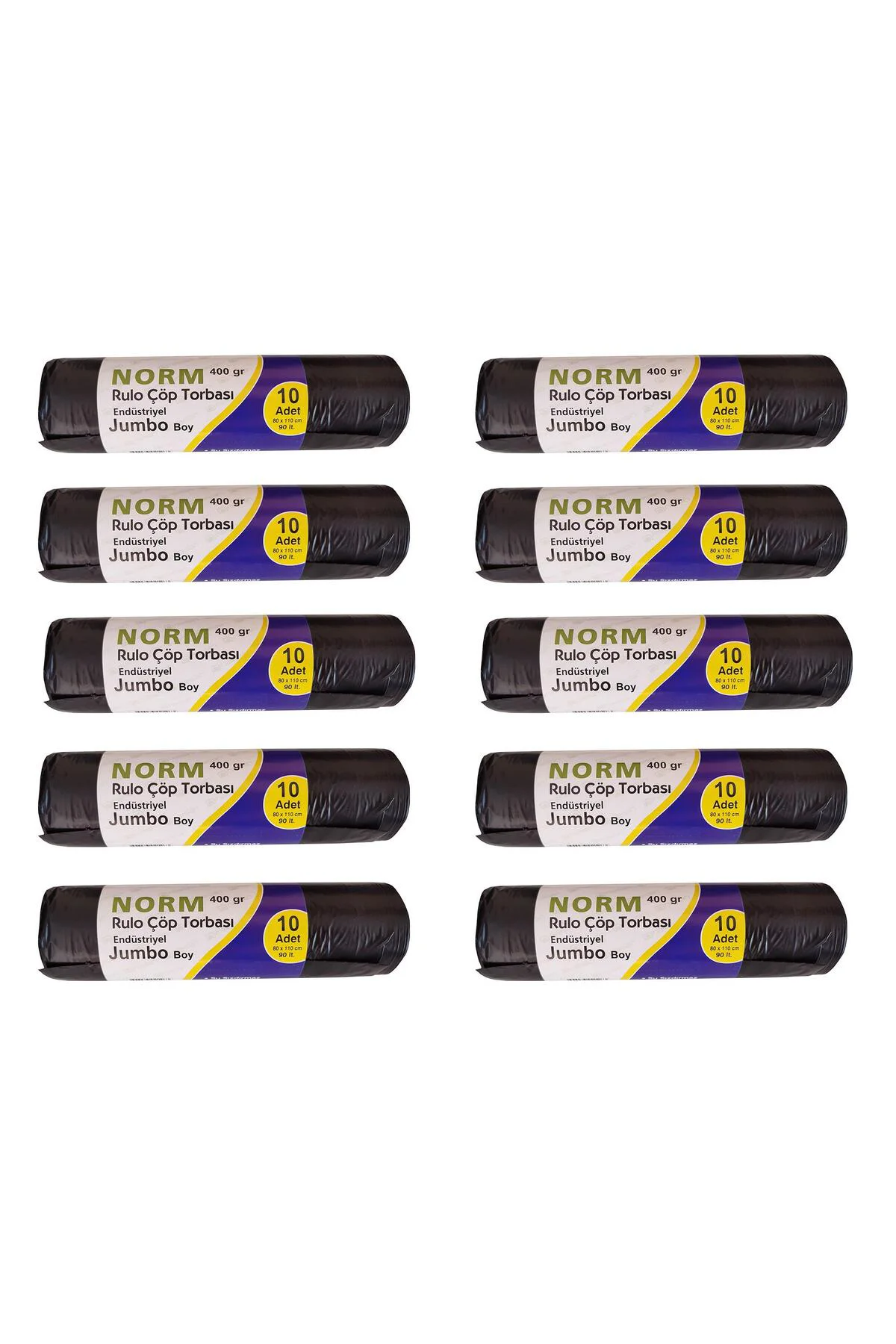 Endüstriyel Jumbo Çöp Torbası Poşeti - 2 Kat - Siyah - 400 Gr. - 