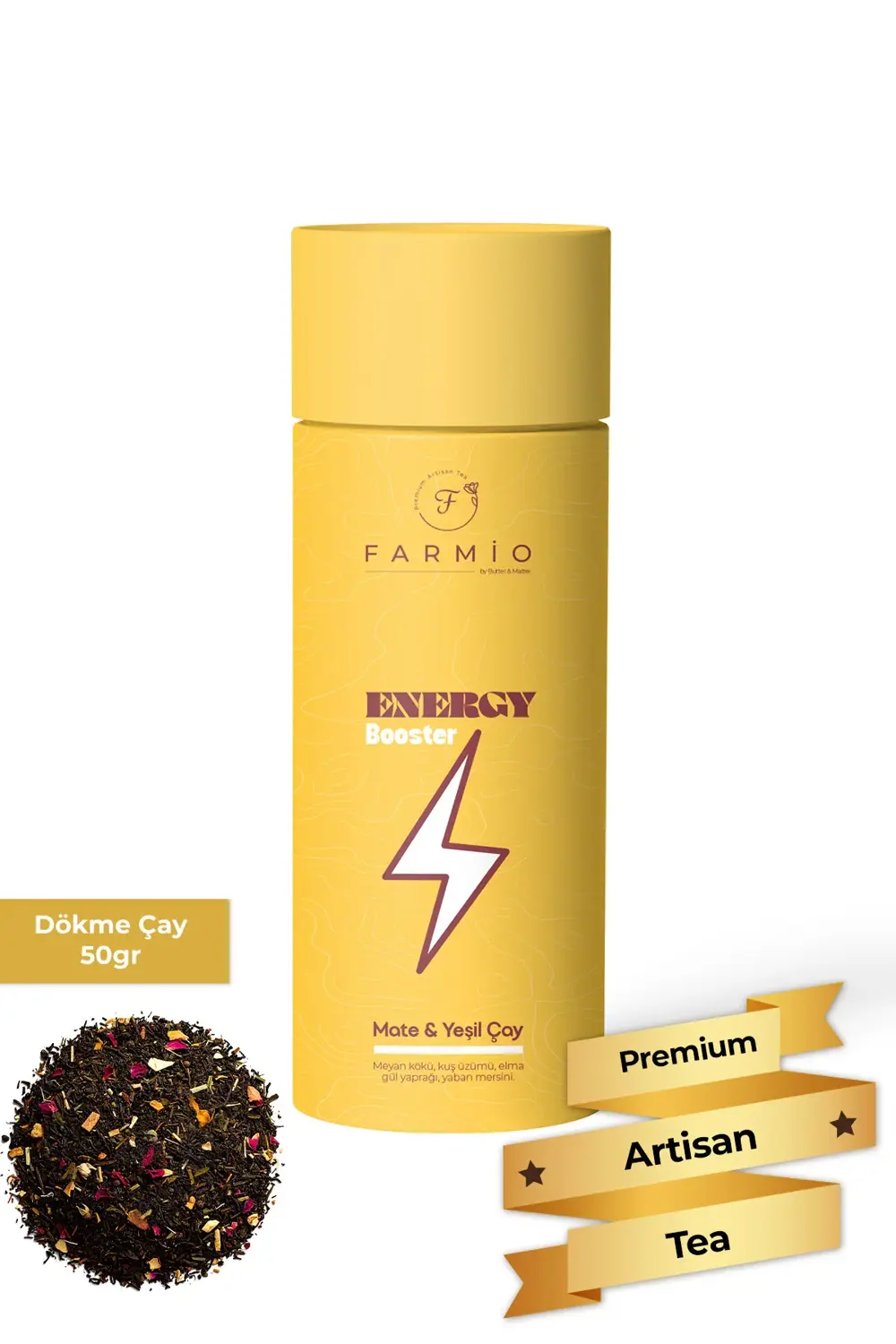 ENERJİ ÇAYI – 50gr – Mate, Meyankökü, Kuş Üzümü, Yeşilçay, Elma