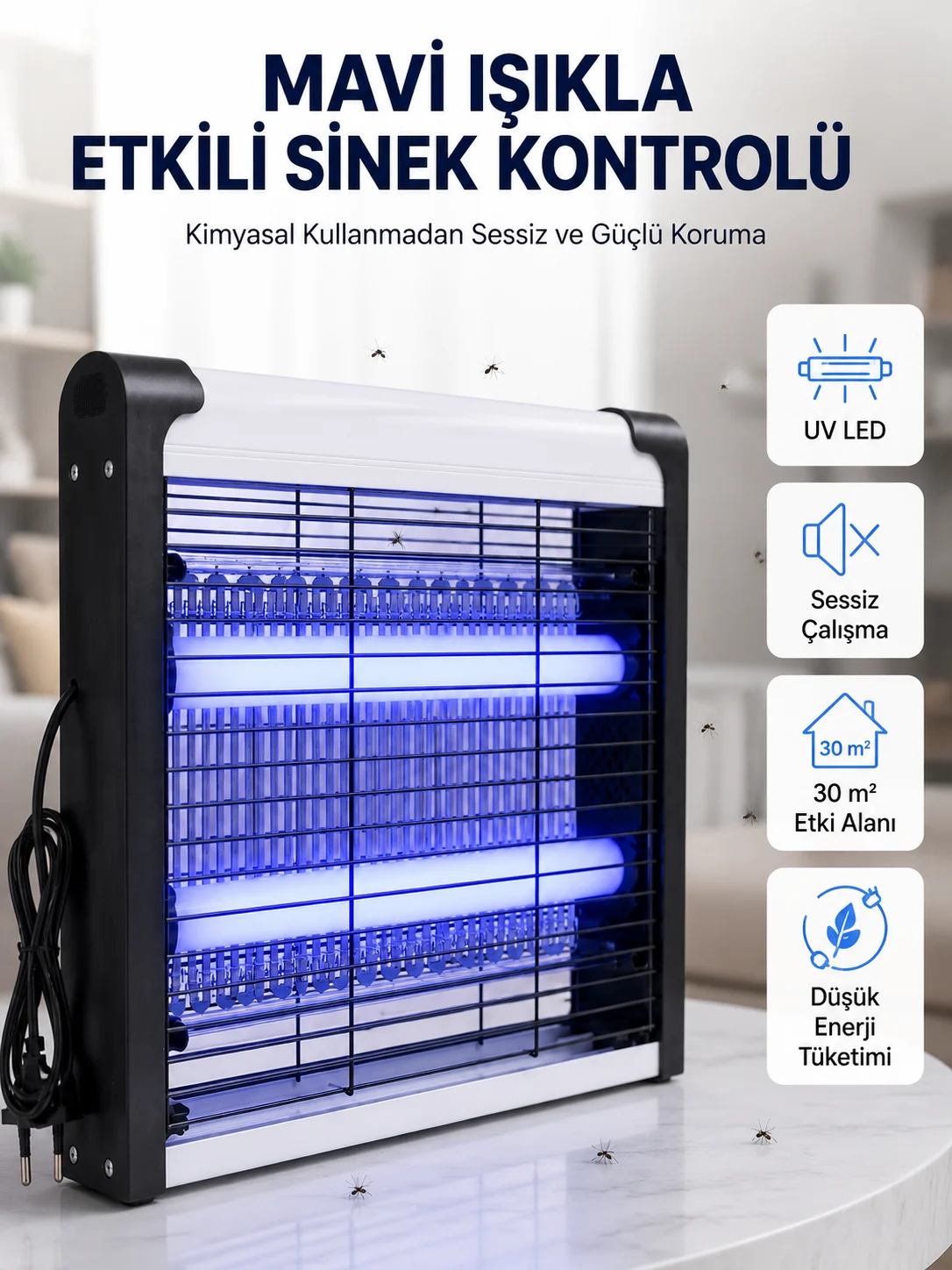 Enerji Tasarruflu Elektrikli Sinek Öldürücü Güvenli ve Etkili Koruma