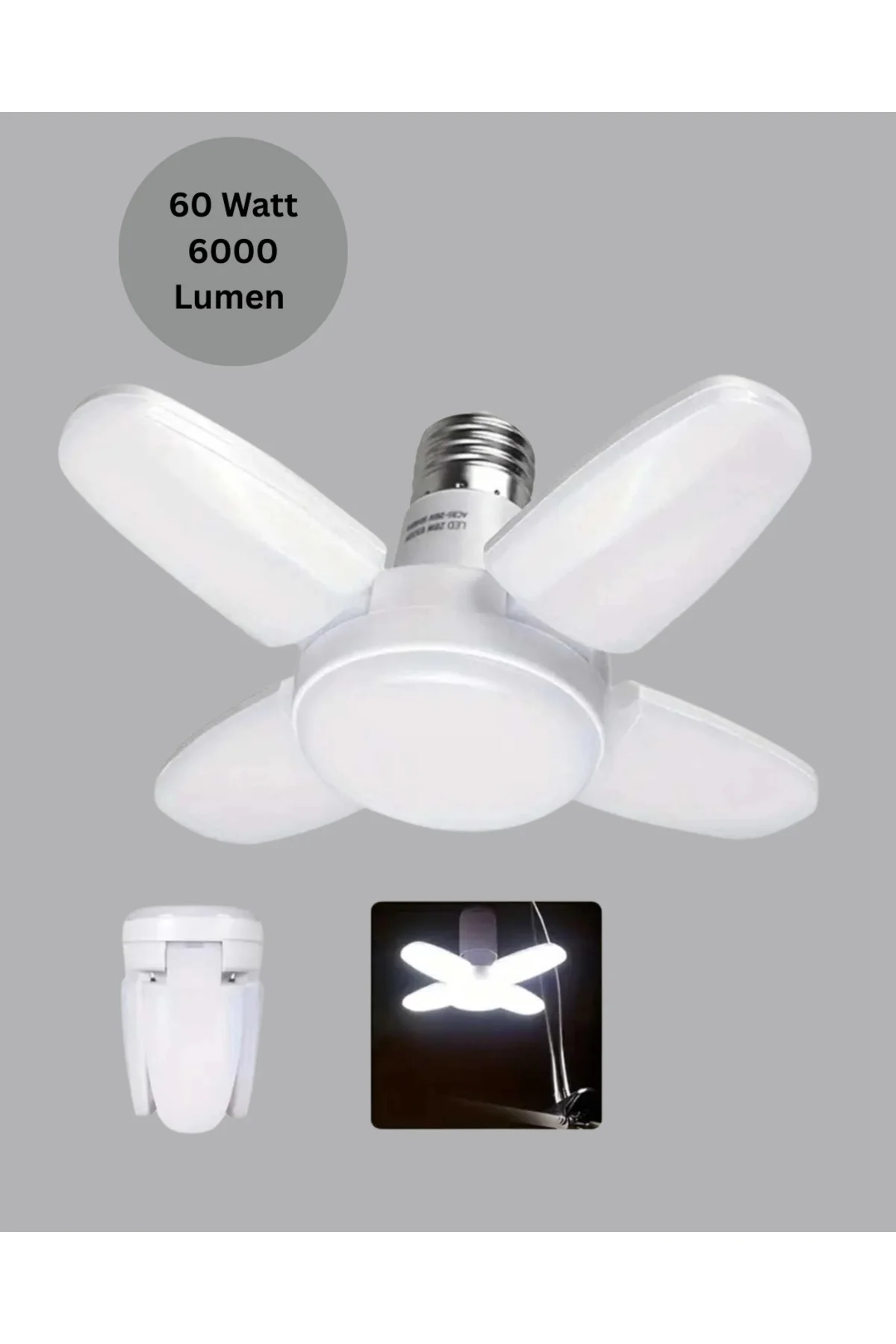 Enerji Tasarruflu Led Ampül 60 Watt 4 Kollu Beyaz Işık