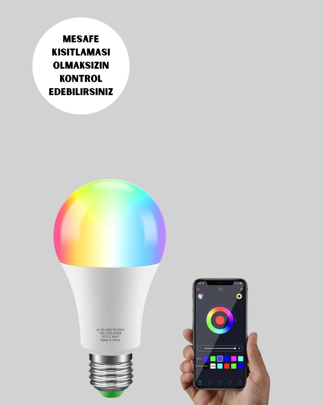 Enerji Verimli Akıllı LED Ampul, Uzaktan Kontrol Özellikli
