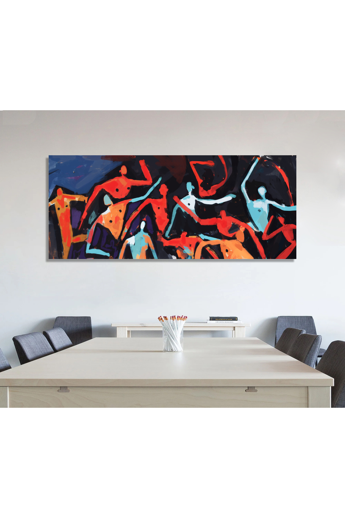 Korkmazkanvas Enerjik Dans Eden Ve Eğlenen Bir Grubun Soyut Tablosu