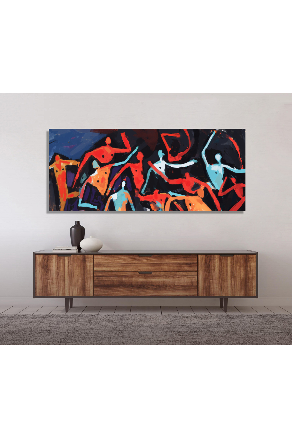 Korkmazkanvas Enerjik Dans Eden Ve Eğlenen Bir Grubun Soyut Tablosu