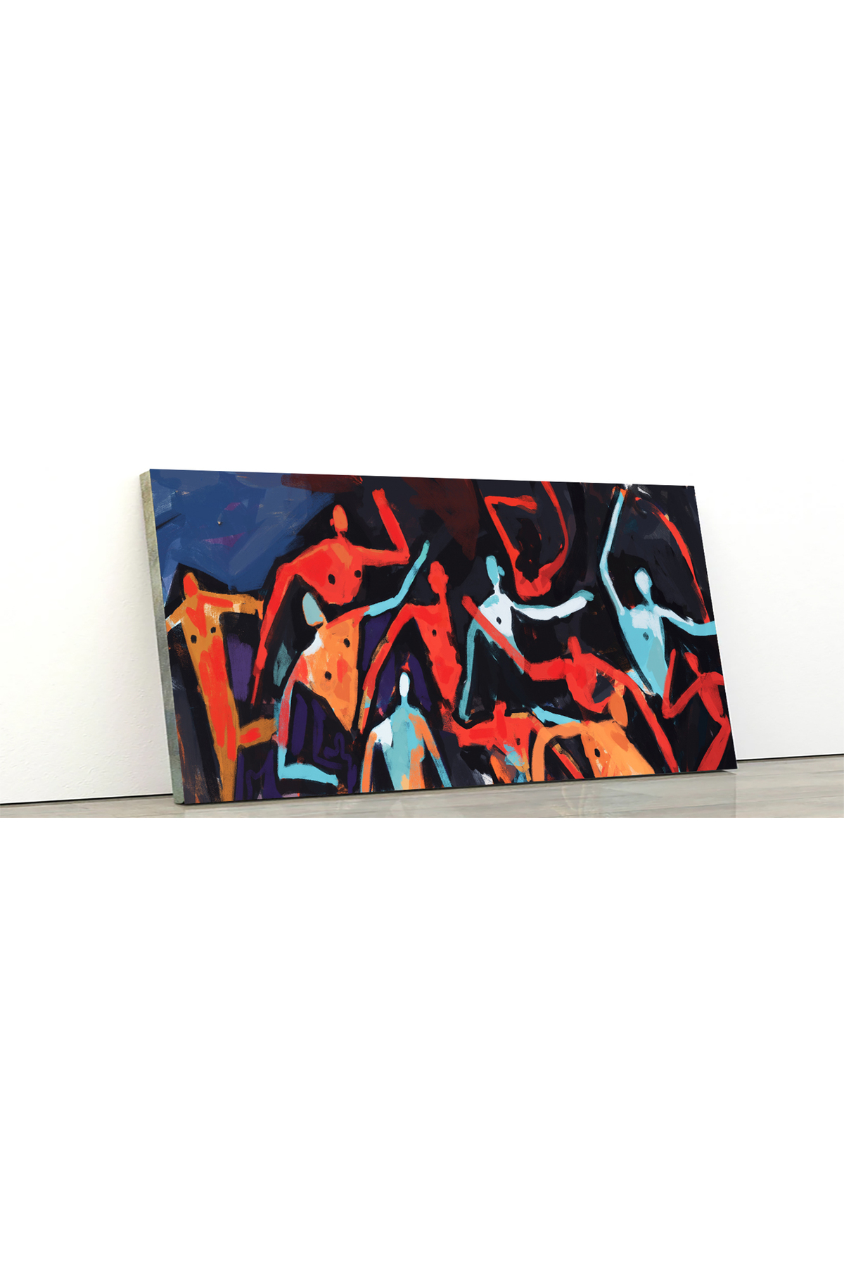 Korkmazkanvas Enerjik Dans Eden Ve Eğlenen Bir Grubun Soyut Tablosu