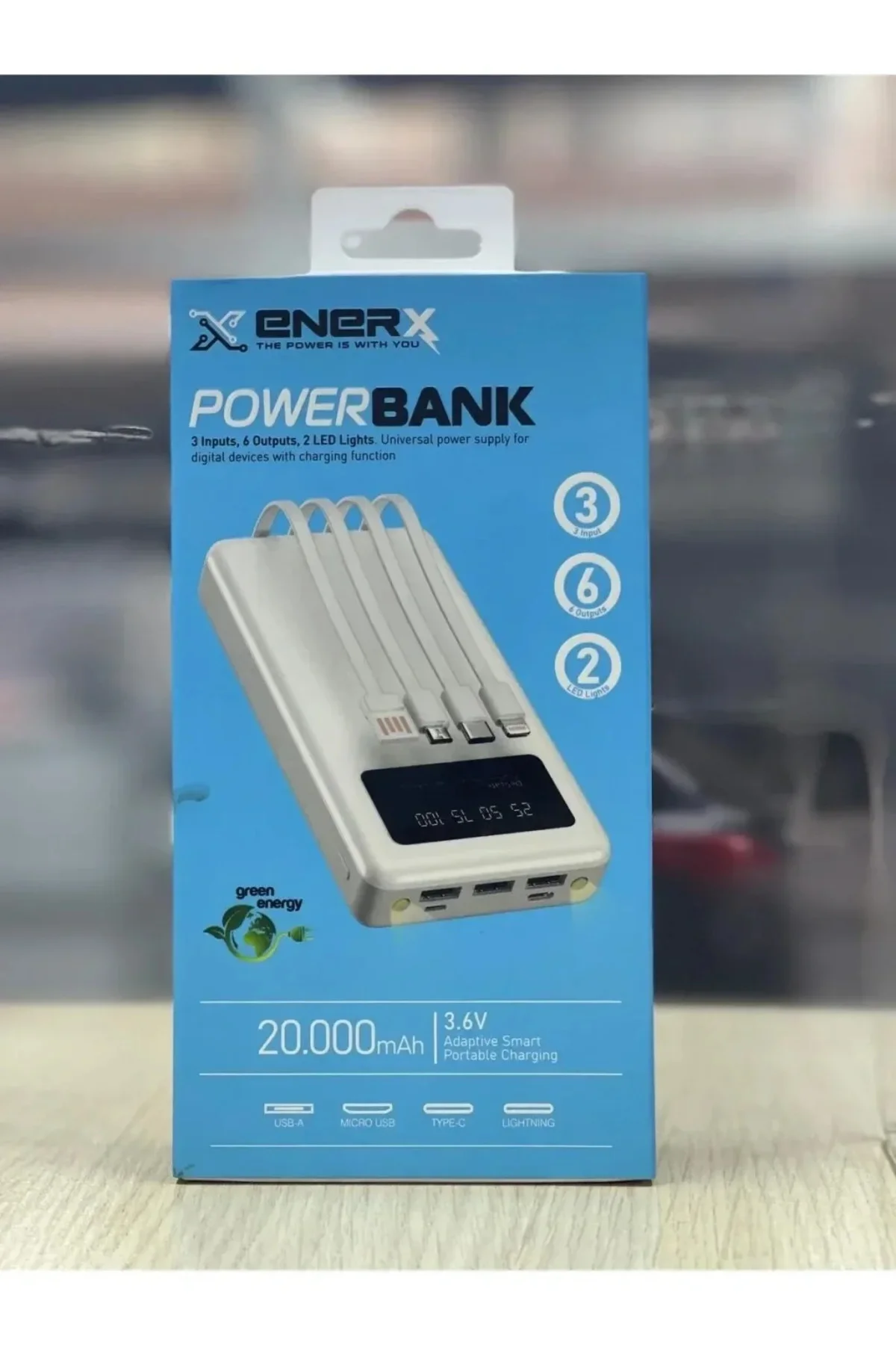 Enerx ENR-P20DC 20000 mAh 2.1 Amper Dahili Kablolu Powerbank Siyah Enerx ENR-P20DC 20000 mAh 2.1 Amper Dahili Kablolu Powerbank Siyah