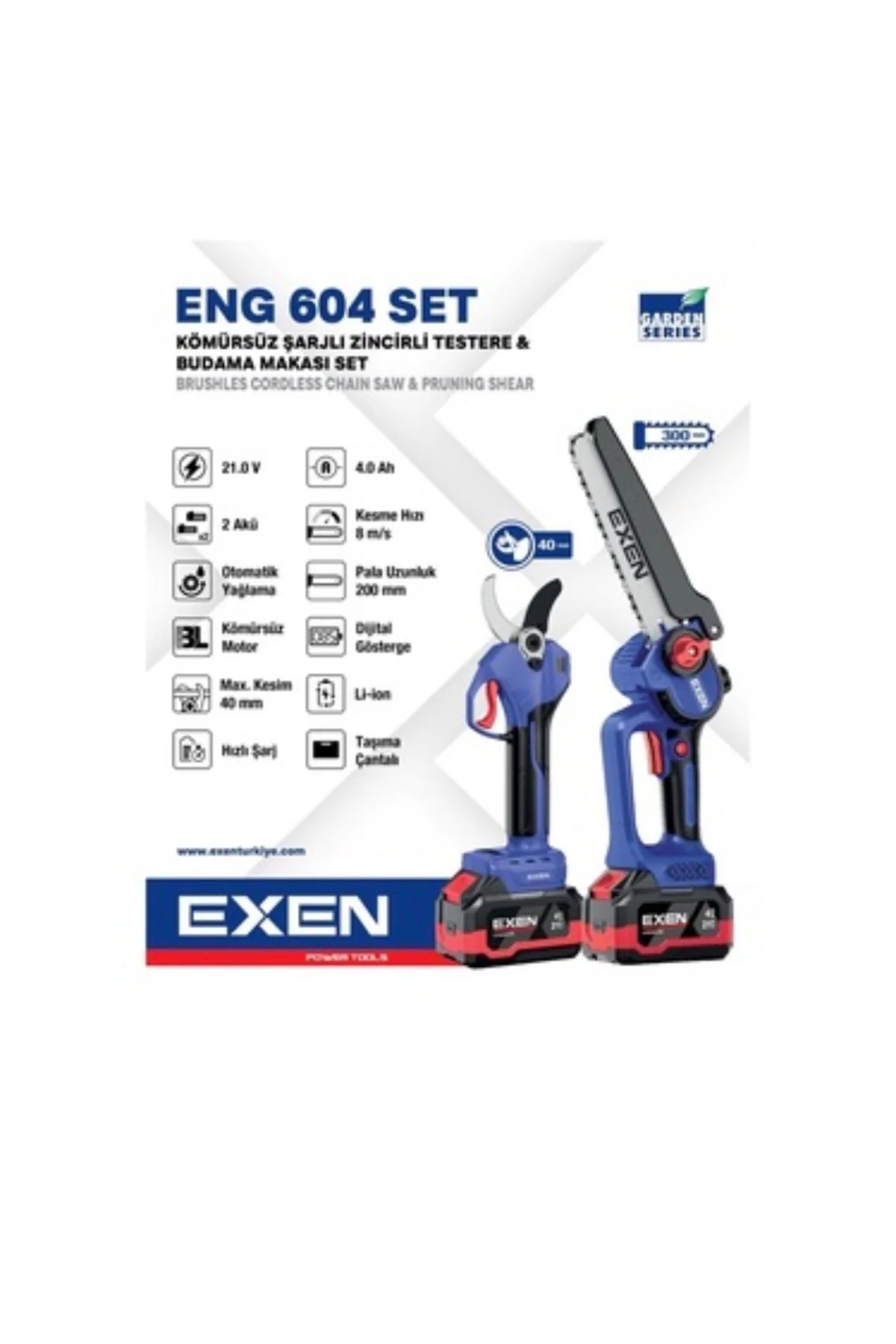ENG 604 SET-21V 4Ah 300 MM KÖMÜRSÜZ ŞARJLI BUDAMA