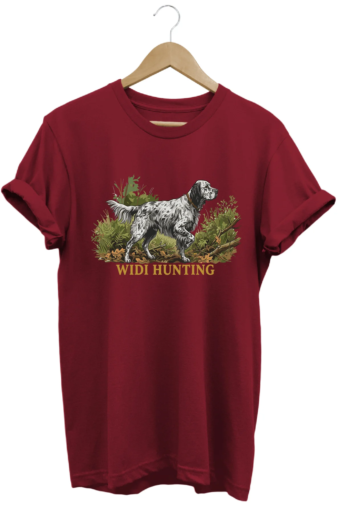 English Setter Köpek Baskılı Bisiklet Yaka Pamuklu Outdoor ve Kam