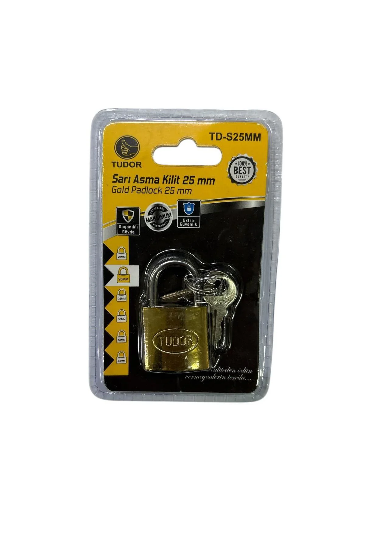 Ennalbur Tudor 25 mm Kısa Sarı Asma Kilit