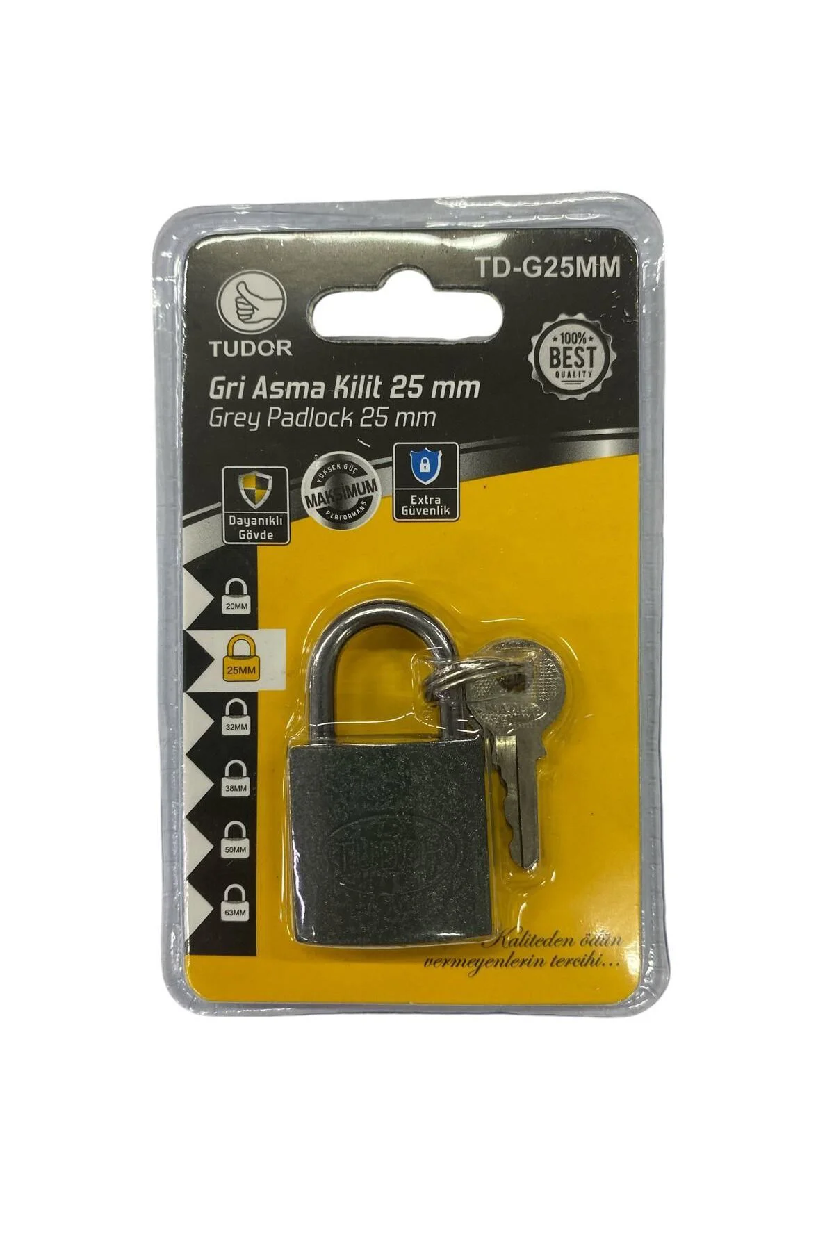 Ennalbur Tudor 25 mm Kısa Gri Asma Kilit