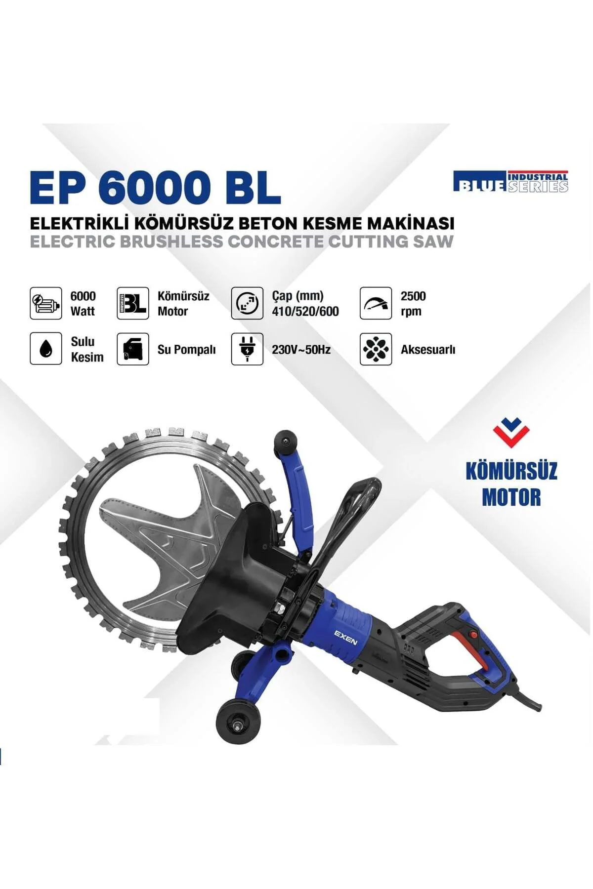 EP 6000 BL ELEKTRİKLİ KÖMÜRSÜZ BETON KESME MAKİNASI