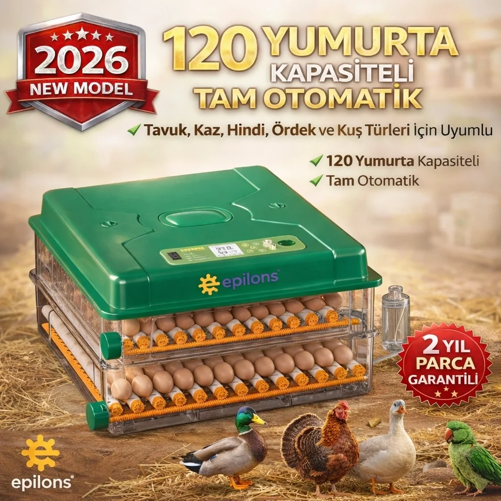 EP120 Yumurta Kapasiteli Tam Otomatik Kuluçka Makinesi - Yeni Nesil Harici Suluklu, Dijital Nem ve Sıcaklık Göstergeli Fiyatı, Yorumları ve Özellikleri