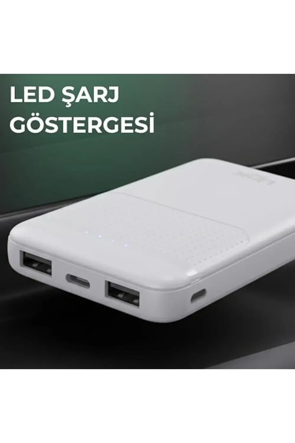 EP90 9000 mAh Powerbank 2x USB Taşınabilir Şarj Cihazı Beyaz 1178