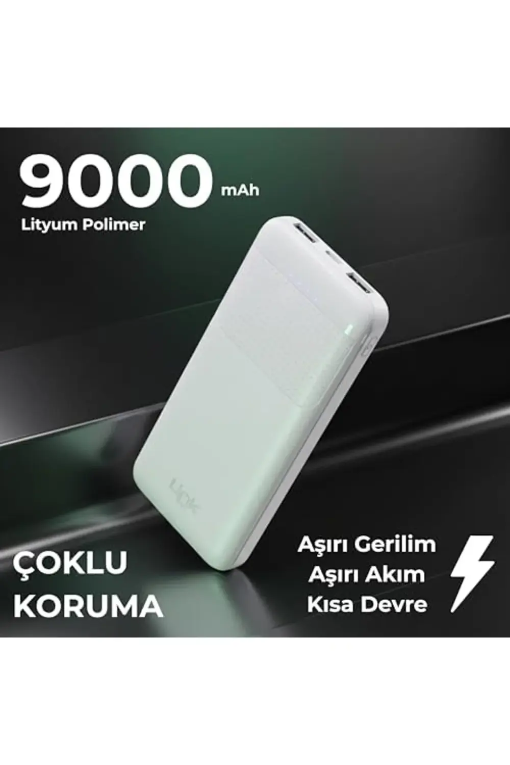 EP90 9000 mAh Powerbank 2x USB Taşınabilir Şarj Cihazı Beyaz 1178