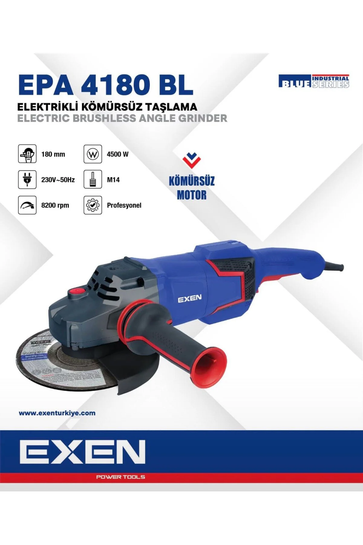 EPA 4180 BL - 180mm 4500W Kömürsüz Elektrikli Taşlama - 4500 Watt