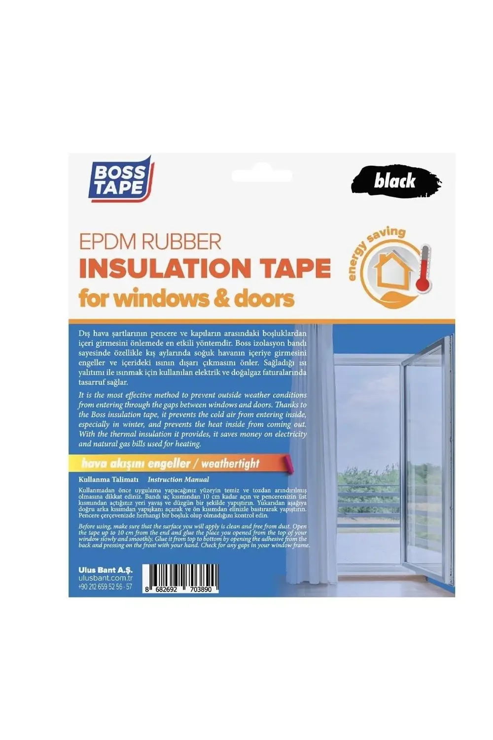 EPDM Kauçuk Pencere Kapı İzolasyon Bandı Siyah 5mm X 15mm X 5mt 1