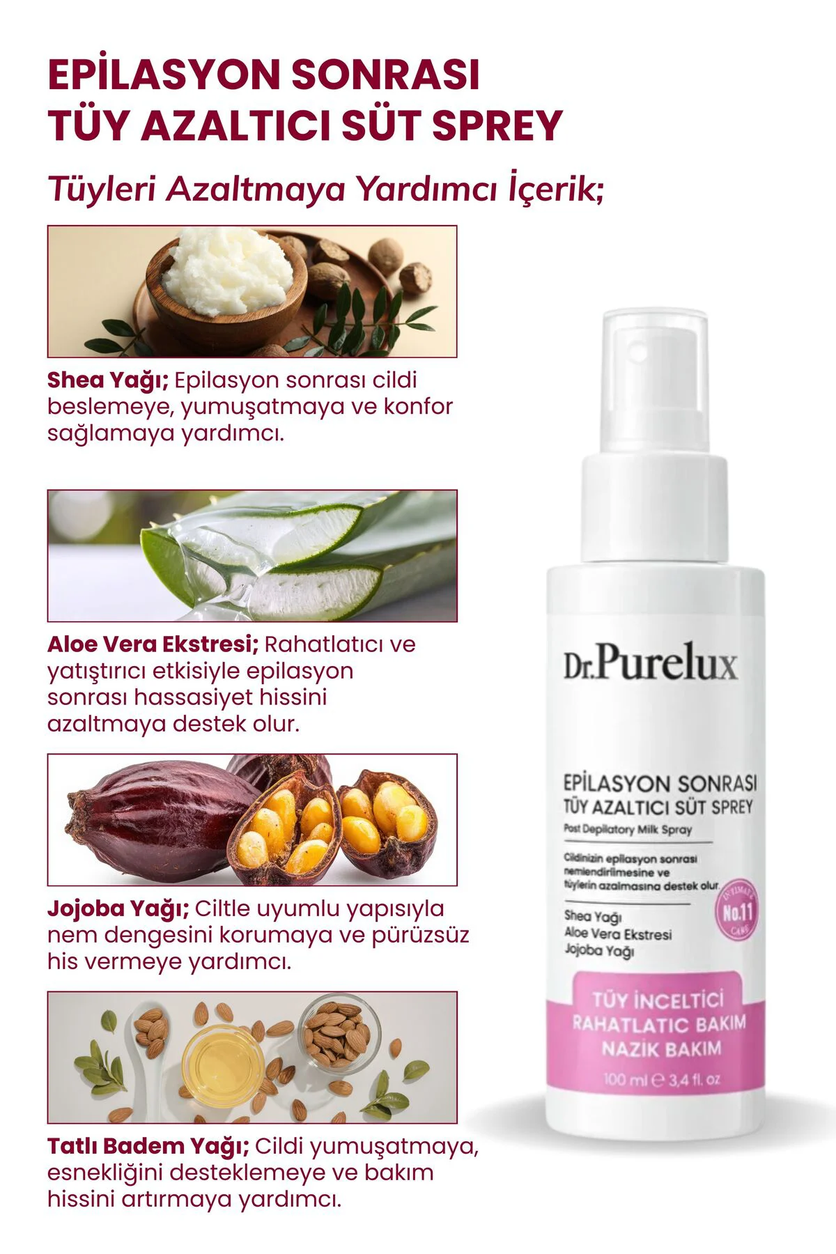 Epilasyon Sonrası Tüy Azaltıcı & Tüy Süt Sprey – Rahatlatıcı Hass