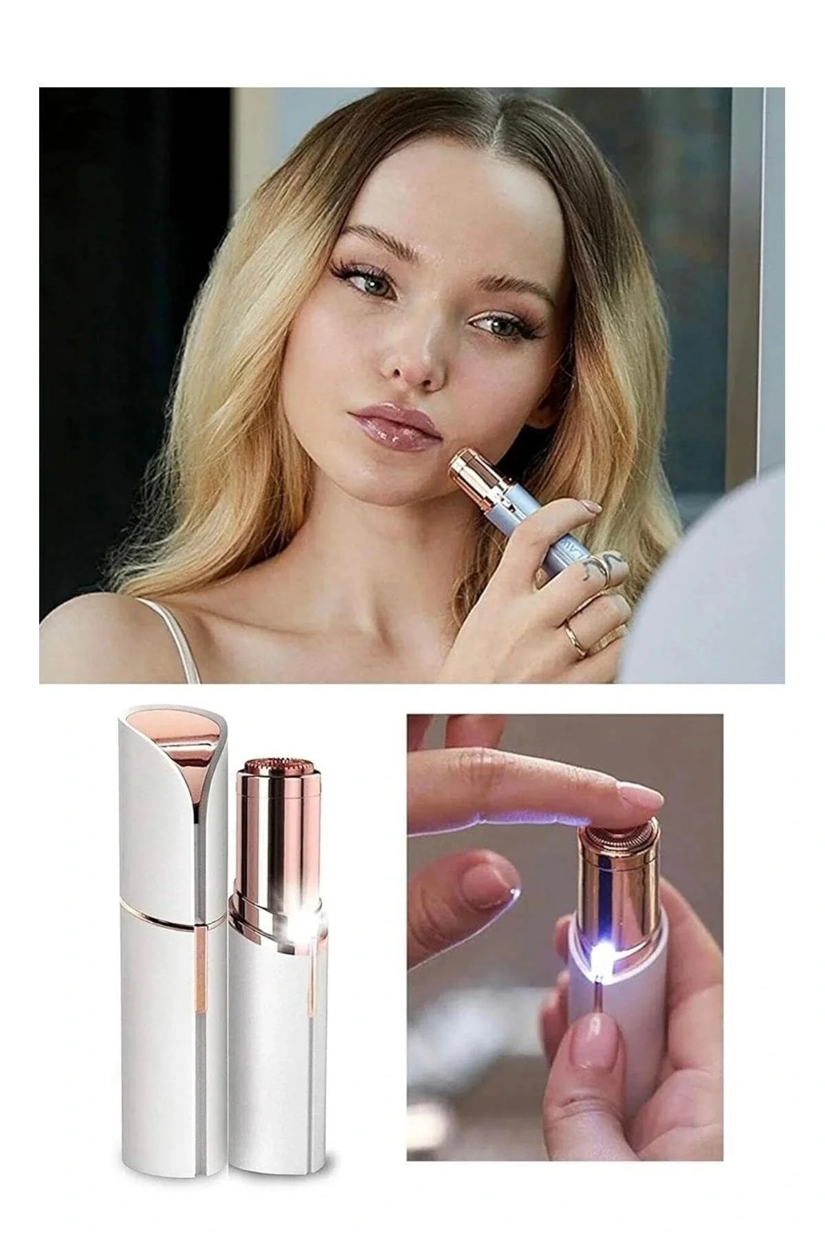 Epilasyon Yüz Çene Işıklı Kıl Tüy Alma Mini Cep Epilasyonu Kadın 