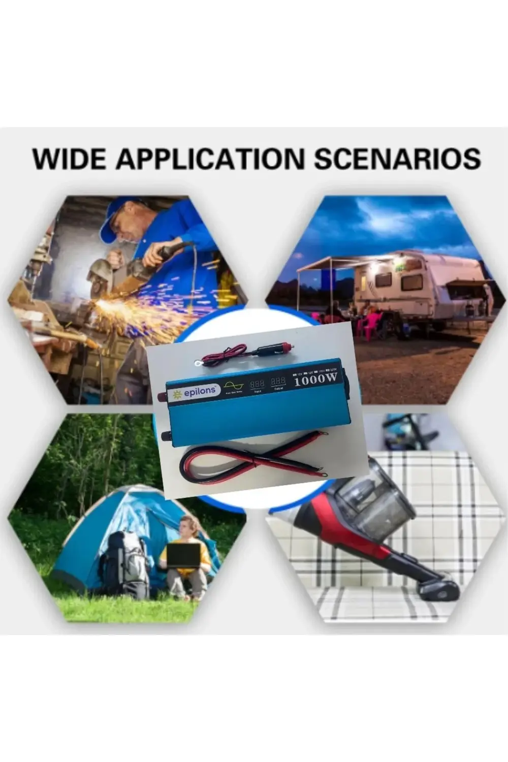 Epilons 12v 1000w Tam Sinus İnverter (220v Çevirici) - Taşınabili