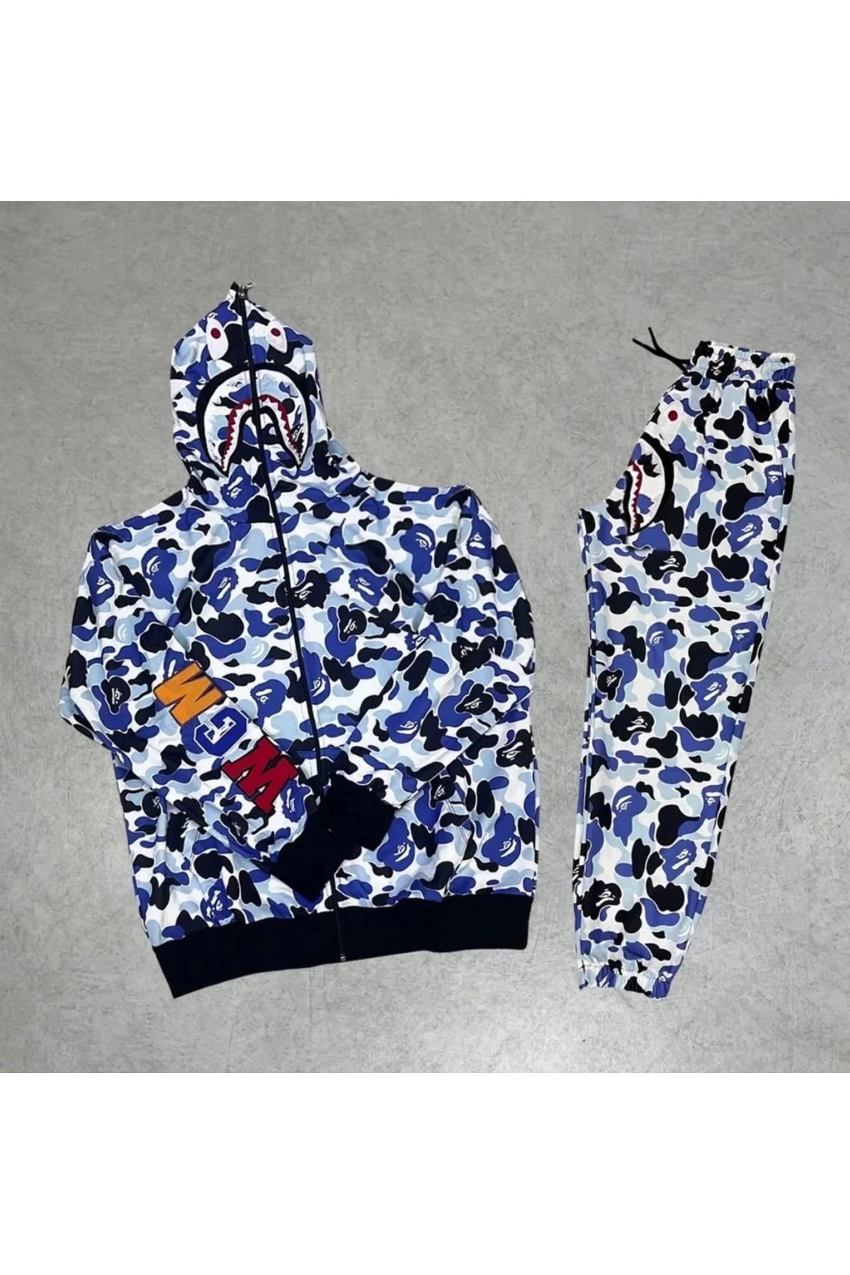 Anna Christina Equri Unisex Pubg Bape X Shark Eşofman Takimi - Gri