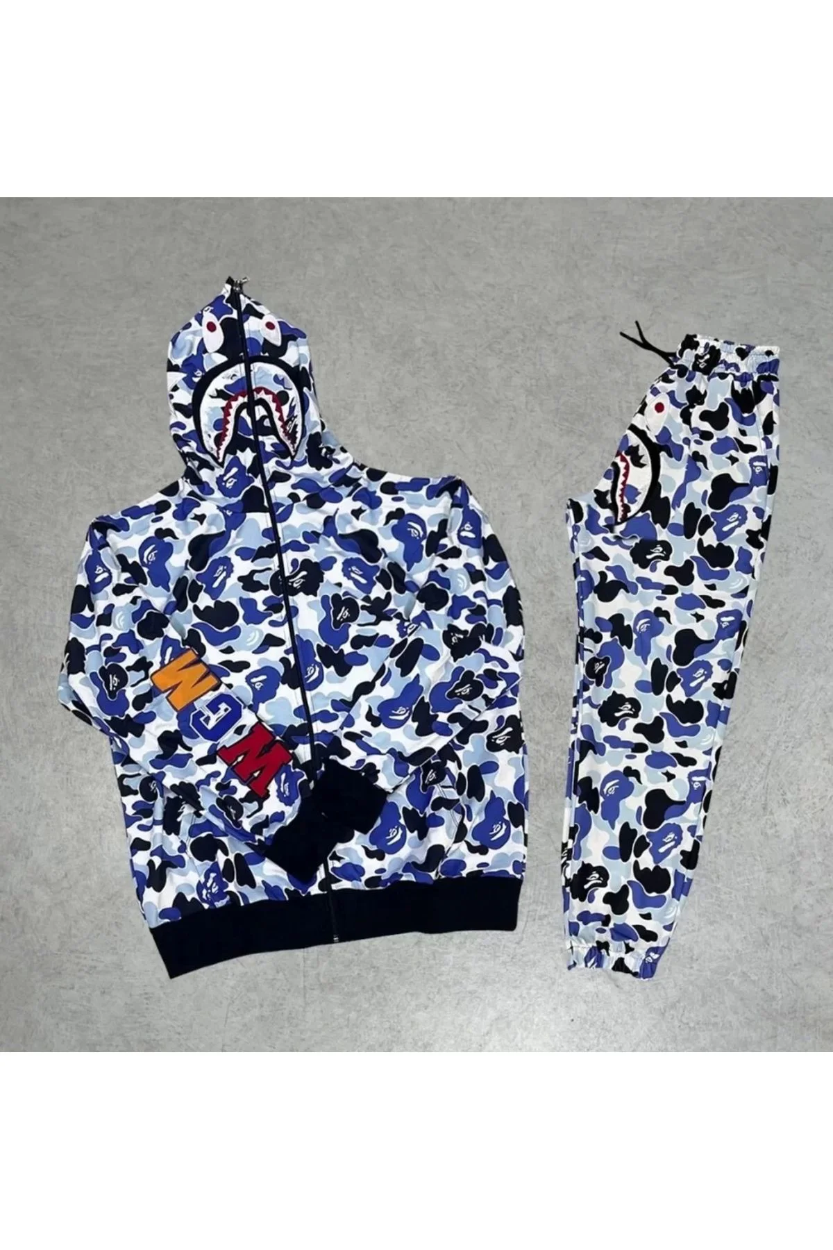 EQURİ Unisex Pubg Bape X Shark Eşofman Takımı - Gri