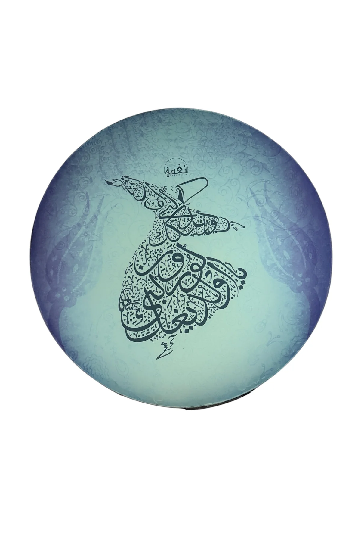 Erbane Bendir - İran Arbani Üst Kalite Mavi Mevlana Desenli 55cm Kılıflı