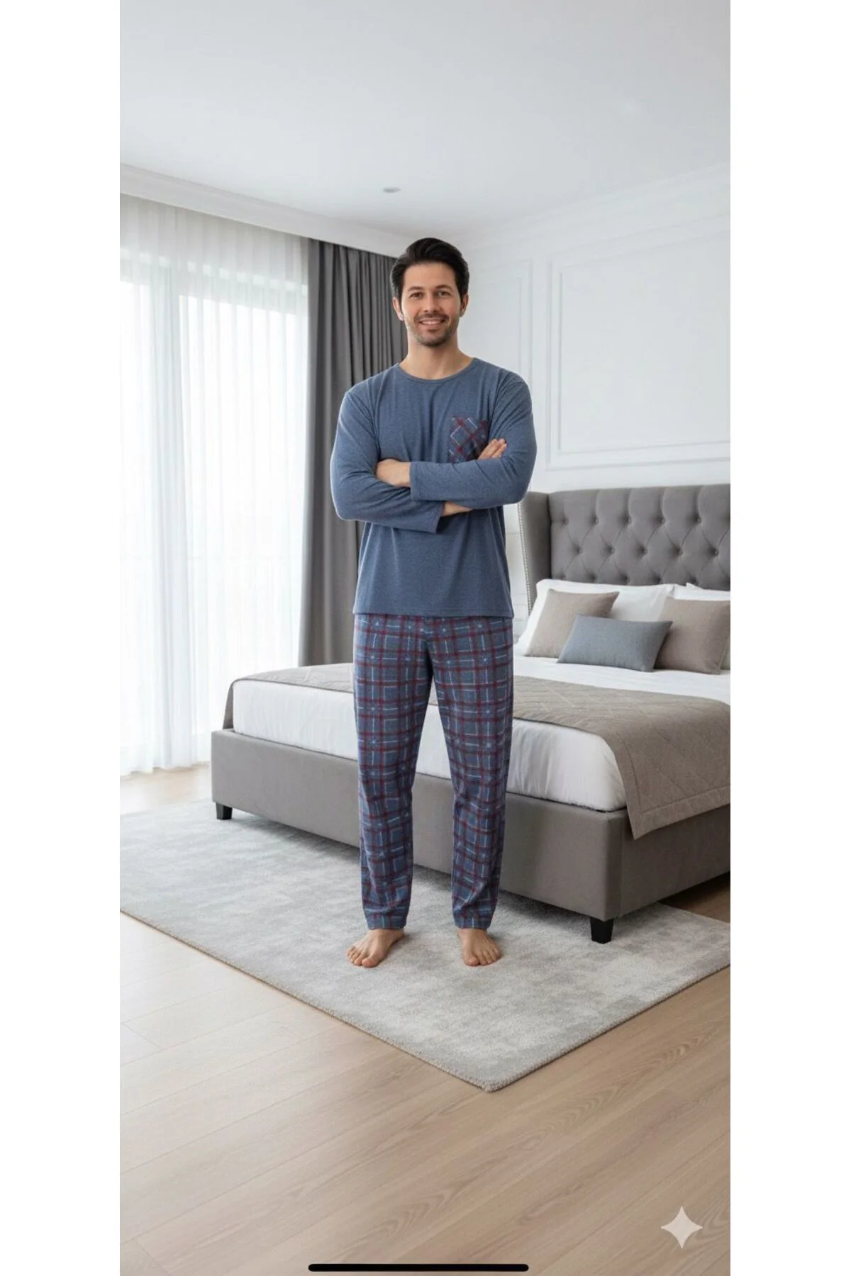 Ercan Alt Kare Üst Cepli Açık Mavi Pjm Tkm