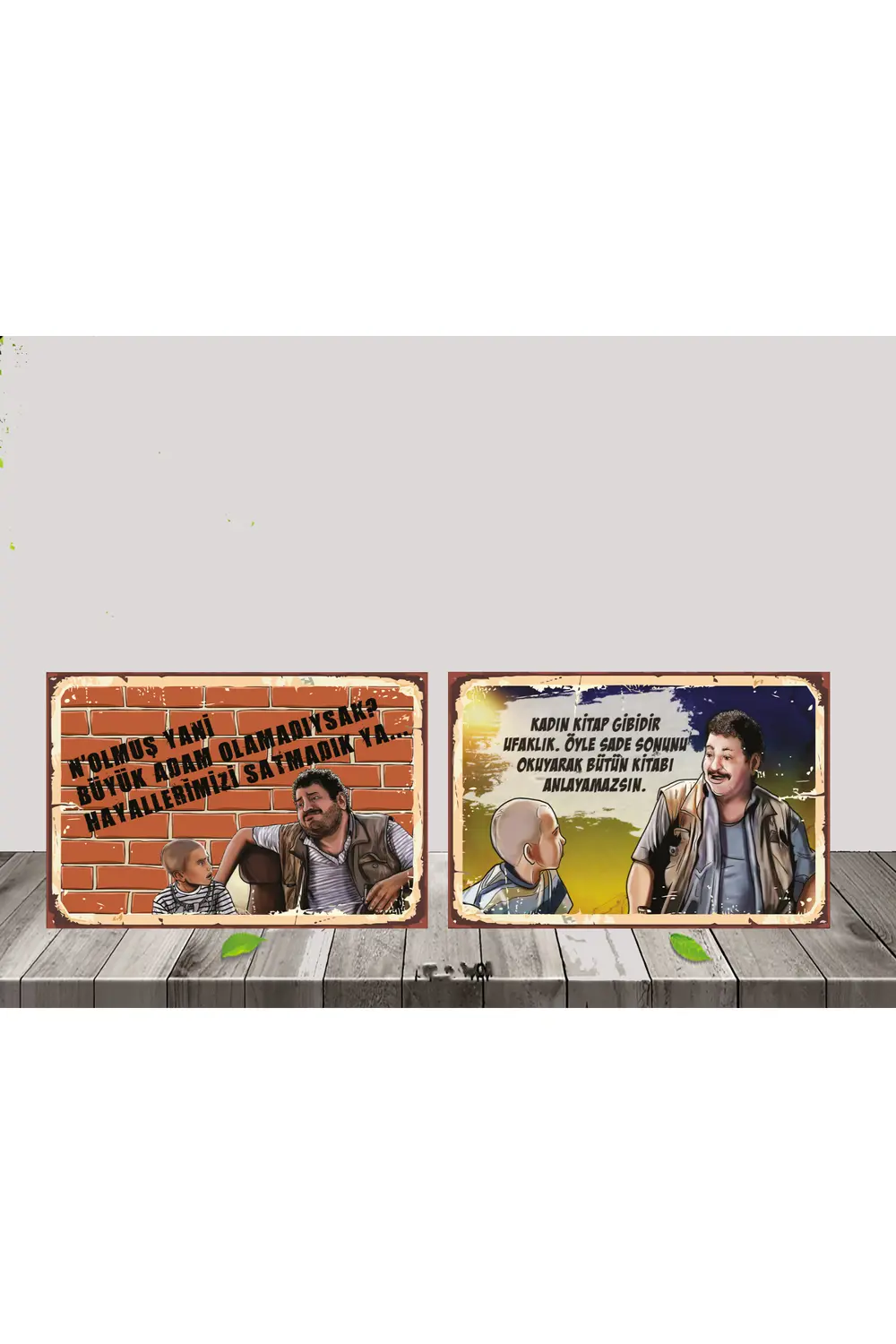 Erdal Tosun Temalı 2 Adet 20x30 CM Ahşap Poster SETİ 1