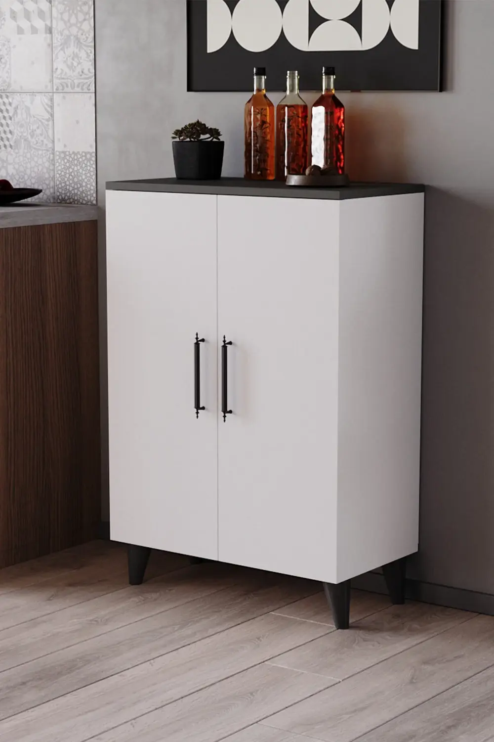 Eren – 3 Raflı 2 Kapaklı Çok Amaçlı Dolap Mutfak Dolabı Banyo Dol