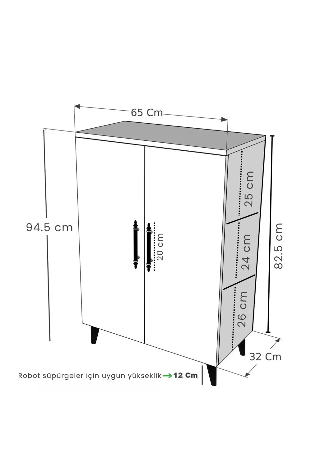 Eren – 3 Raflı 2 Kapaklı Çok Amaçlı Dolap Mutfak Dolabı Banyo Dol