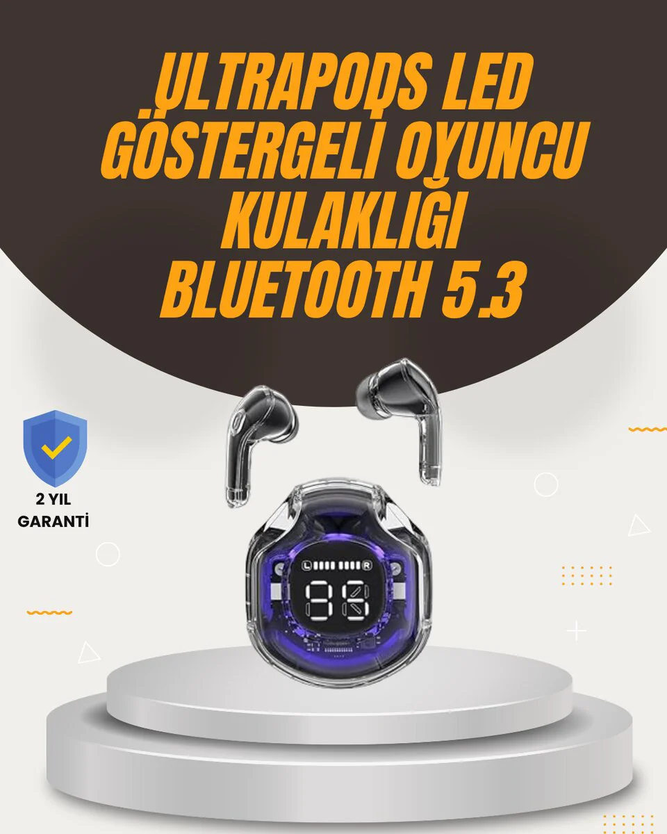 Ergonomik Bluetooth 5.3 Kulaklık - 30mm Sürücü, LED Ekran, Kablosuz Şarj