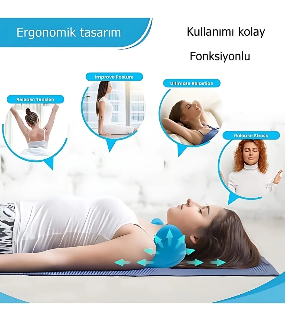Ergonomik Boyun Masaj Yastığı – Servikal Traksiyon Destekli, Omurilik Ortopedik Yastık Fiyatı, Yorumları ve Özellikleri